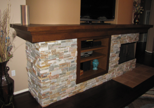 Stone Shelving with Fireplace