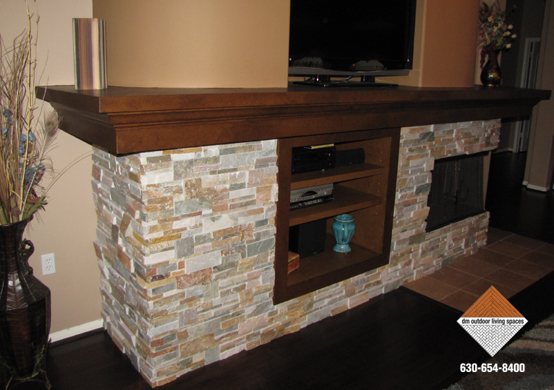 Stone Shelving with Fireplace