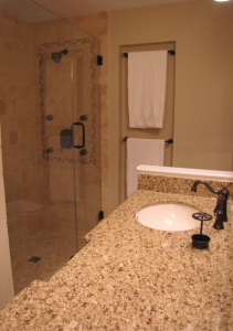 Custom Shower Tilework and Cabinets