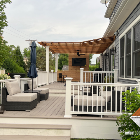 Custom Timbertech Patio with Natural Oak TV Wall