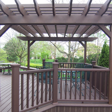 Trex Brown Stained Cedar Arbor and Deck