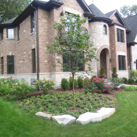 Stone Landscaping and Stone Front Walkway