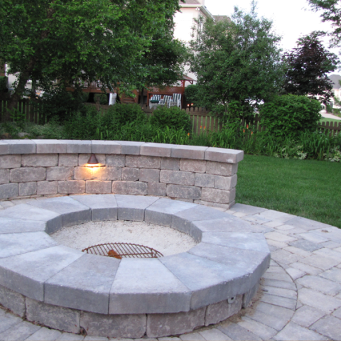 Firepit with Stone Enclosure – Outdoor Lighting