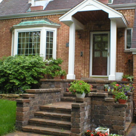 Stone Front Entry Porch