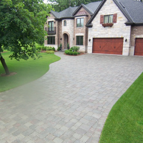 Stone Driveway and Front Entry
