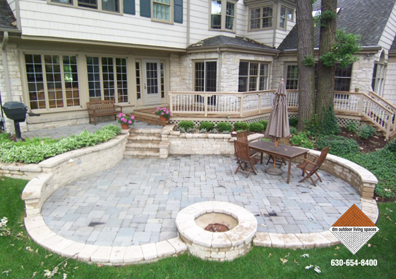 Heart Shaped Stone Patio With Wood Deck, Stone Decks And Patios Pictures