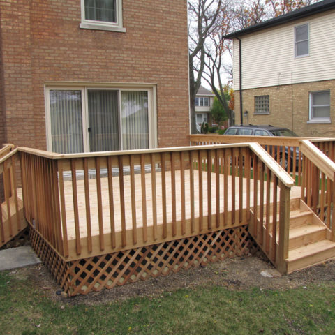 Wood patio with (2) step entry ways