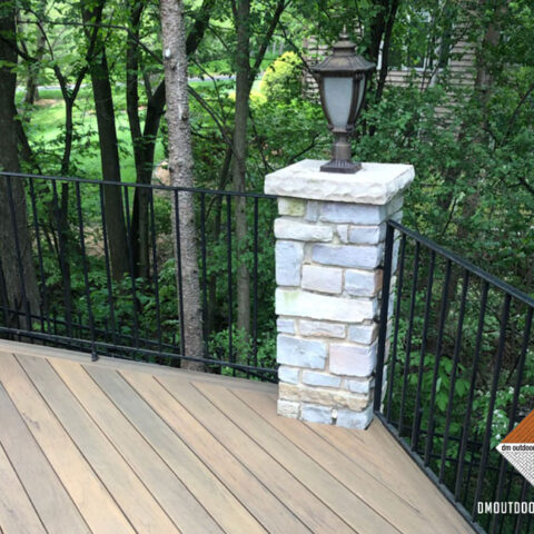 Composite Decking with Stone Pillar